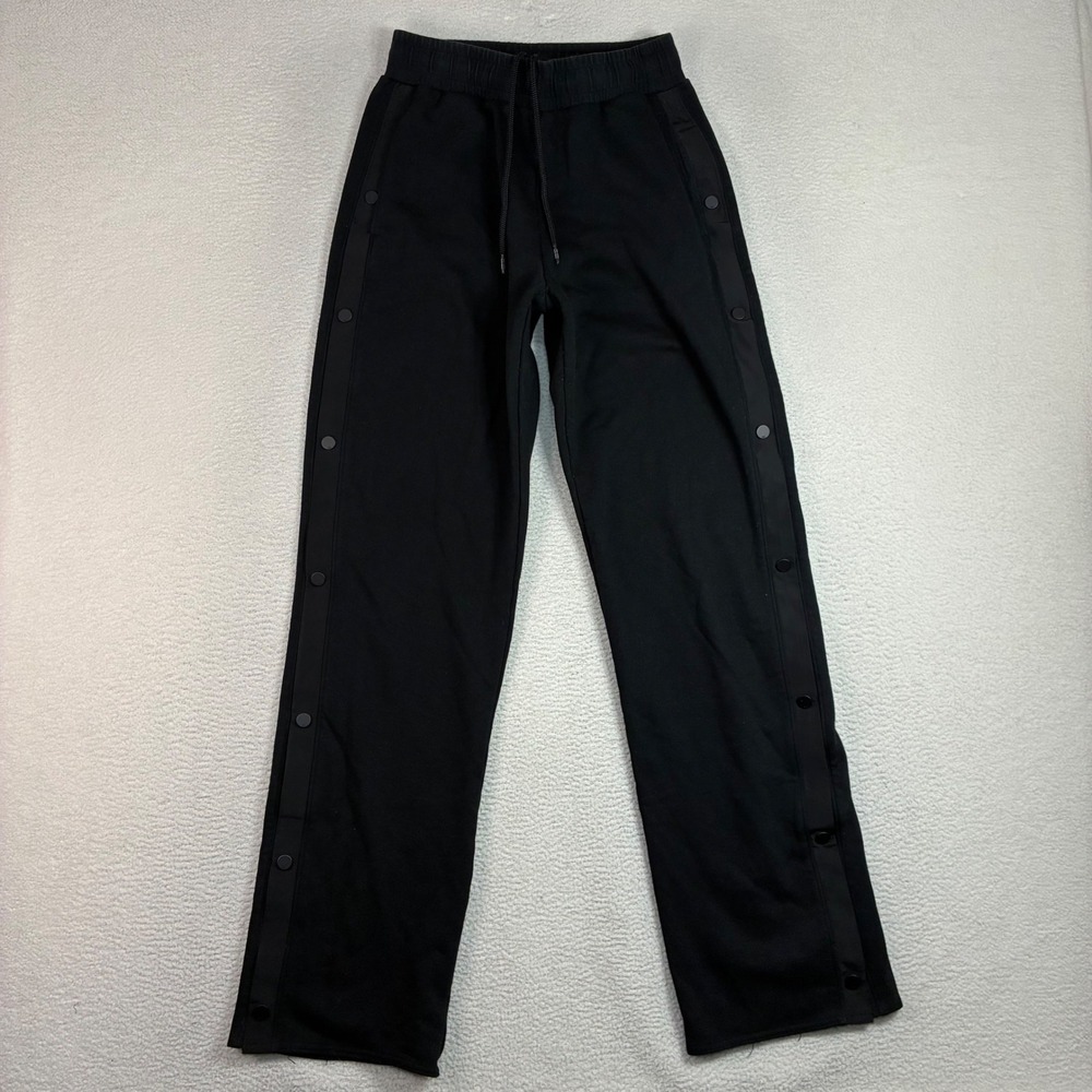 Alo Yoga Courtside Tearaway Snap Pants Women S Black Wide Leg Baggy Sweatpants